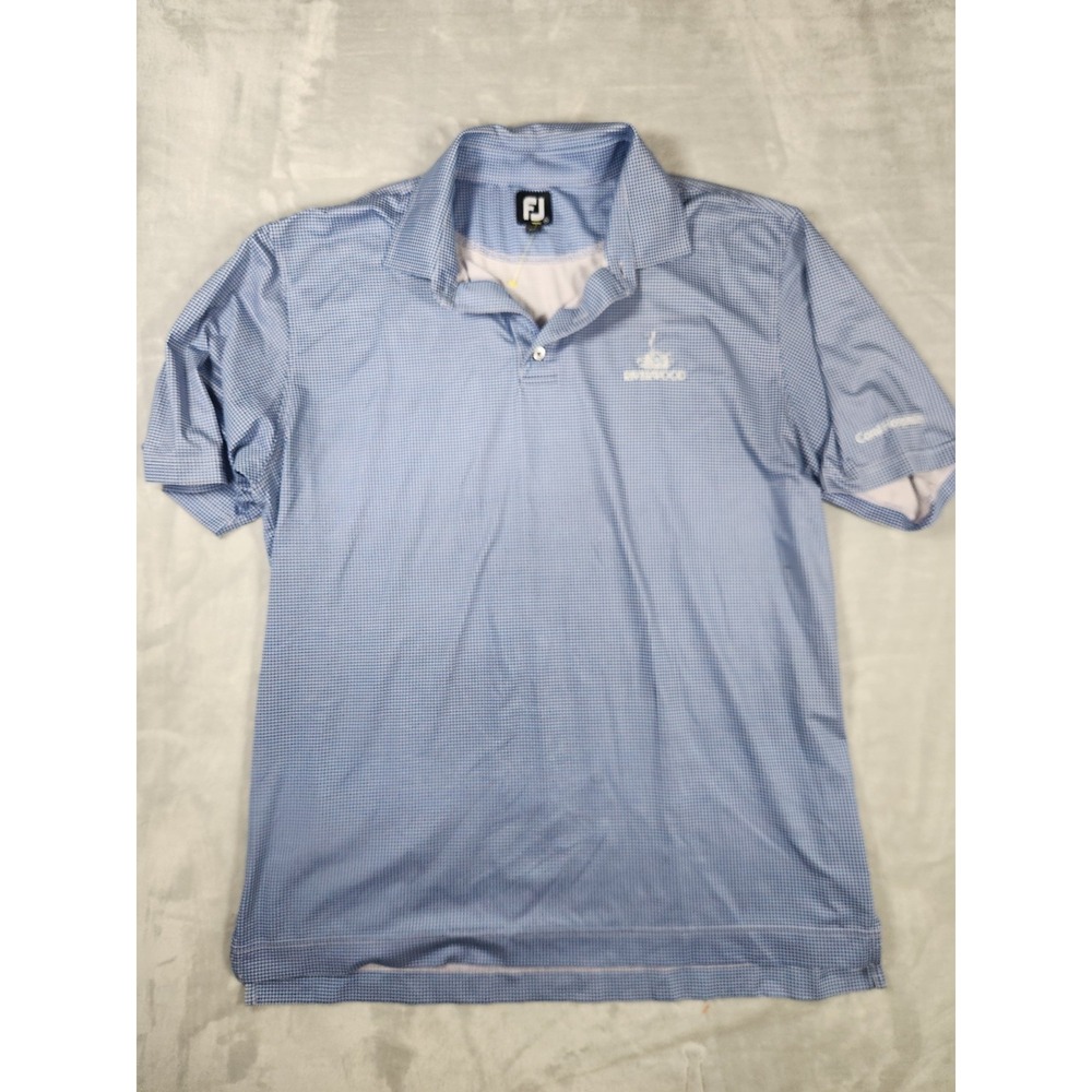 FootJoy Polo Blue Houndstooth Performance Golf  Shirt Mens‎ XL "Riverwood "